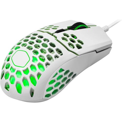  Cooler Master MM711 60G Glossy White Gaming Mouse with Lightweight Honeycomb Shell, Ultraweave Cable, 16000 DPI Optical Sensor and RGB Accents