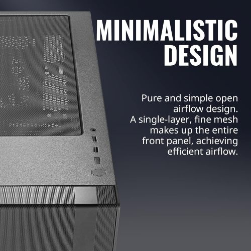  [아마존베스트]Cooler Master MasterBox NR600 ATX Mid-Tower with Front Mesh Ventilation, Minimal Design, Tempered Glass Side Panel and Single Headset Jack