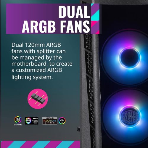  [아마존베스트]Cooler Master MasterBox MB320L ARGB Micro-ATX with Dual ARGB Fans, DarkMirror Front Panel, Mesh Front Intake Vents, Tempered Glass Side Panel & ARGB Lighting System