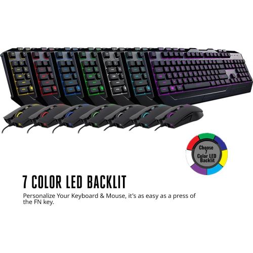  [아마존베스트]Cooler Master Devastator 3 Gaming Keyboard & Mouse Combo, 7 Color Mode LED Backlit, Media Keys, 4 DPI Settings, Model:SGB-3000-KKMF1-US