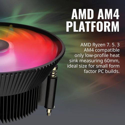  [무료배송]Cooler Master A71C ARGB AMD Ryzen Low-Profile CPU Air Cooler, Anodized Black Aluminum Fins, Copper Insert Base, MF120 120 ARGB Lighting Fan for AMD Ryzen