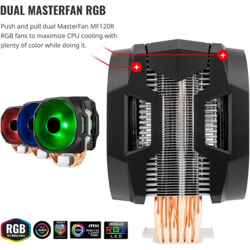  Cooler Master MAP-T6PN-218PC-R1 RGB CPU Air Cooler 6 CDC Heat Pipes Master Fan 120mm IntelAMD AM4 Support