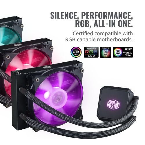  Cooler Master MasterLiquid LC120E RGB All-in-one CPU Liquid Cooler with Dual Chamber Pump Latest IntelAMD Support (MLA-D12M-A18PC-R1)