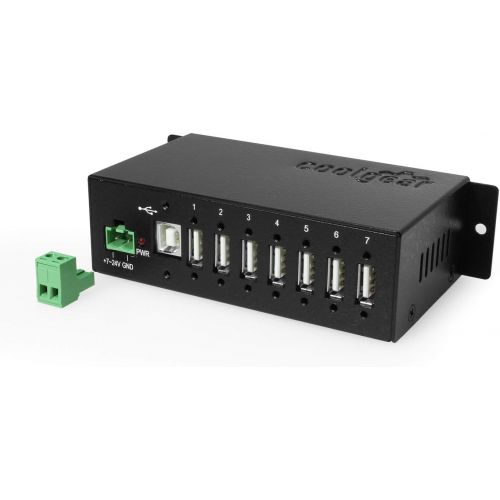  Coolgear Surge Protected Metal 7-Port USB 2.0 Hub wDIN RAIL Mounting Kit Japan NEC Chip