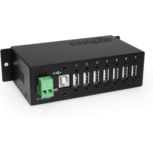  Coolgear Surge Protected Metal 7-Port USB 2.0 Hub wDIN RAIL Mounting Kit Japan NEC Chip