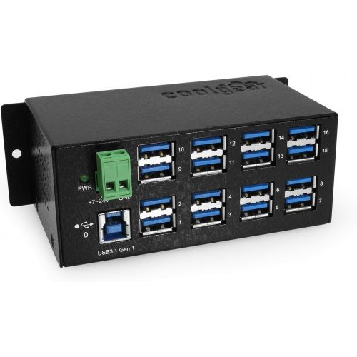  USBGear Coolgear Industrial 12-Port USB 3.0 Powered Hub for PC-MAC DIN-RAIL Mount