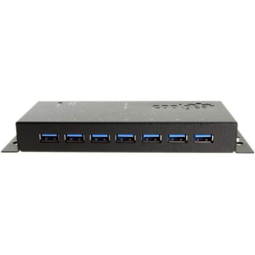  Coolgear 7 port USB 3.0 Industrial Hub with 350 Watt Surge Protection and 15KV ESD protection, integrated Mounting brackets, 12V 3amp Power Supply Included.