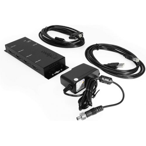  Coolgear 7 port USB 3.0 Industrial Hub with 350 Watt Surge Protection and 15KV ESD protection, integrated Mounting brackets, 12V 3amp Power Supply Included.