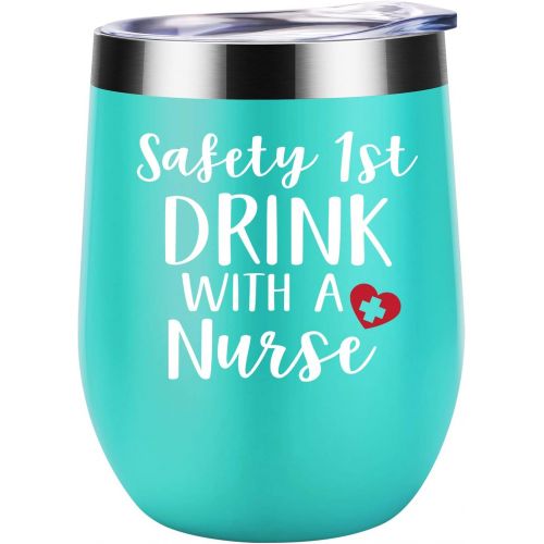  [아마존 핫딜]  [아마존핫딜]Safety First, Drink with a Nurse - Funny Nurse Gifts for Women - Nurses Week, Graduation, Birthday Gift for RN, L&d nurse, ER Nurse, New Nurse, Friends, Coworkers - Coolife 12 oz W