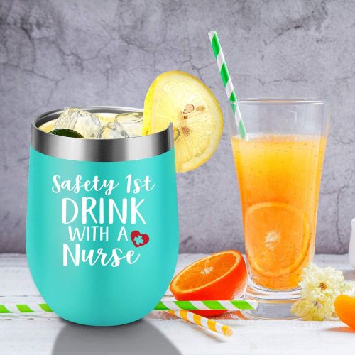  [아마존 핫딜]  [아마존핫딜]Safety First, Drink with a Nurse - Funny Nurse Gifts for Women - Nurses Week, Graduation, Birthday Gift for RN, L&d nurse, ER Nurse, New Nurse, Friends, Coworkers - Coolife 12 oz W