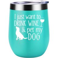 [아마존 핫딜]  [아마존핫딜]Coolife I Just Want To Drink Wine and Pet My Dog - Dog Lover Gifts for Women - Funny Dog Themed Birthday Gifts for Dog Mom, FurGrandma, Dog Owner, Mother, Daughter, Wife, Friend, Girls -