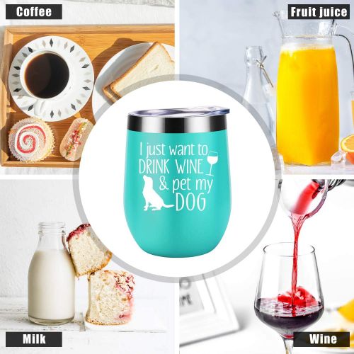  [아마존 핫딜]  [아마존핫딜]Coolife I Just Want To Drink Wine and Pet My Dog - Dog Lover Gifts for Women - Funny Dog Themed Birthday Gifts for Dog Mom, FurGrandma, Dog Owner, Mother, Daughter, Wife, Friend, Girls -