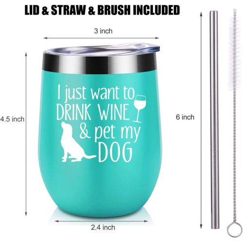  [아마존 핫딜]  [아마존핫딜]Coolife I Just Want To Drink Wine and Pet My Dog - Dog Lover Gifts for Women - Funny Dog Themed Birthday Gifts for Dog Mom, FurGrandma, Dog Owner, Mother, Daughter, Wife, Friend, Girls -