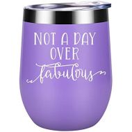 [아마존 핫딜] [아마존핫딜]Not a Day Over Fabulous - Funny Birthday Christmas Wine Gifts Ideas for Women, BFF, Best Friends, Coworkers, Her, Wife, Mom, Daughter, Sister, Aunt - Coolife 12oz Insulated Wine Tu