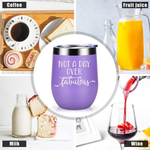  [아마존 핫딜] [아마존핫딜]Not a Day Over Fabulous - Funny Birthday Christmas Wine Gifts Ideas for Women, BFF, Best Friends, Coworkers, Her, Wife, Mom, Daughter, Sister, Aunt - Coolife 12oz Insulated Wine Tu