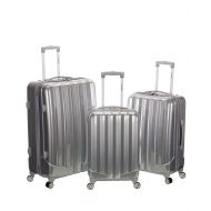 Coolife Rockland Luggage 3 Piece Metallic Upright Set, Gt Silver, Medium