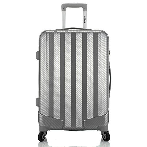  Coolife Rockland Barcelona 3 Polycarbonate/abs Set with 6 Pc. Travel Set & Luggage Cover, Black