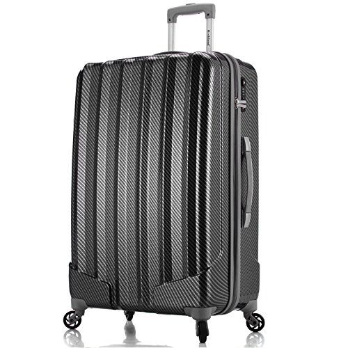  Coolife Rockland Barcelona 3 Polycarbonate/abs Set with 6 Pc. Travel Set & Luggage Cover, Black