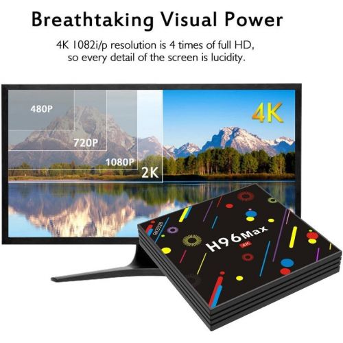  Coolifer TV Box, H96 MAX Android 7.1 Box RK3328 Quad Core 4GB 32GB Supporting 4K (60Hz) Full HD H.265 Dual WiFi BT 4.1 Smart Media Player With H9 Wireless Keyboard