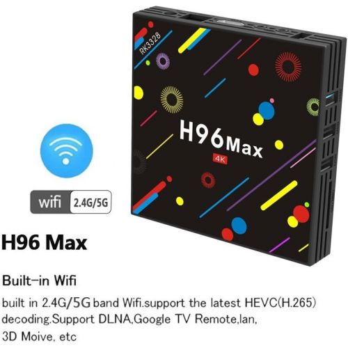  Coolifer TV Box, H96 MAX Android 7.1 Box RK3328 Quad Core 4GB 32GB Supporting 4K (60Hz) Full HD H.265 Dual WiFi BT 4.1 Smart Media Player With H9 Wireless Keyboard