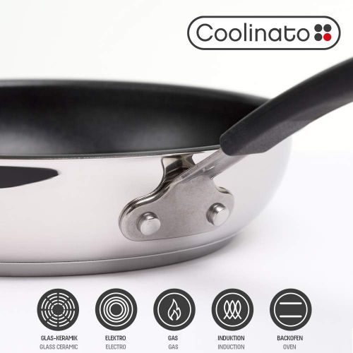  Coolinato Pfanne 20 cm beschichtet Edelstahl Bratpfanne fuer Gas Ceran Elektro Induktion