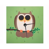 Coolisart Childrens Clock - Custom Hand Painted Kids Wooden Wall Clock - Owl Woodland Animals or Any Room Decor Theme - 6 inch 8 inch or 10 inch