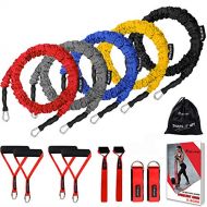 Coolrunner 14 PCS Resistance Bands Set, Exercise Tubes, 20lbs to 40lbs Workout Bands with Handles Protective Nylon Sleeves Door Anchor Ankle Strap, Elastic Exercise Bands for Men W