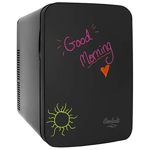  [아마존베스트]Cooluli Vibe Black 15 Liter Compact Portable Cooler Warmer Blackboard Mini Fridge for Bedroom, Office, Dorm, Car - Great for Skincare & Cosmetics (110-240V/12V)