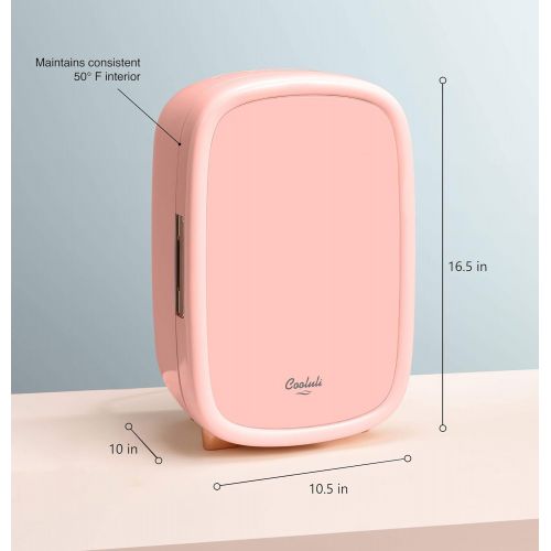  [아마존베스트]Cooluli Beauty Pink 12-liter Skincare Fridge for Makeup Storage, Esthetician Supplies, Skin care Tools, Cosmetics - Womens, Teens Cute Mini Beauty Fridge & Organizer