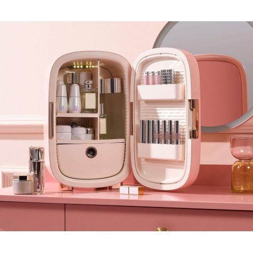  [아마존베스트]Cooluli Beauty Pink 12-liter Skincare Fridge for Makeup Storage, Esthetician Supplies, Skin care Tools, Cosmetics - Womens, Teens Cute Mini Beauty Fridge & Organizer