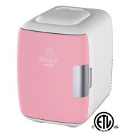 Cooluli Mini Fridge Electric Cooler and Warmer (4 Liter/6 Can): AC/DC Portable Thermoelectric System w/Exclusive On the Go USB Power Bank Option (Pink)