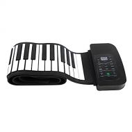 Coondmart Portable 88 Keys Silicone Flexible Roll Up Piano Foldable Keyboard Hand-rolling Piano with Battery Sustain Pedal