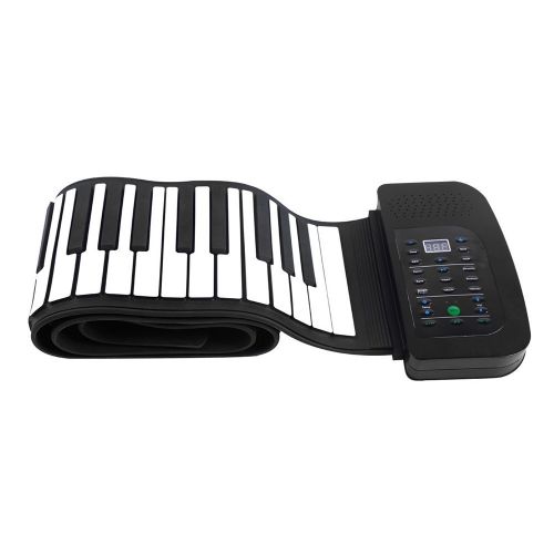  Coondmart Portable 88 Keys Silicone Flexible Roll Up Piano Foldable Keyboard Hand-rolling Piano with Battery Sustain Pedal