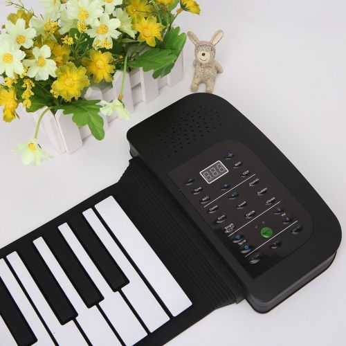  Coondmart Portable 88 Keys Silicone Flexible Roll Up Piano Foldable Keyboard Hand-rolling Piano with Battery Sustain Pedal