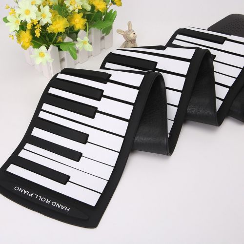  Coondmart Portable 88 Keys Silicone Flexible Roll Up Piano Foldable Keyboard Hand-rolling Piano with Battery Sustain Pedal