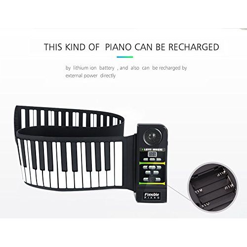  Coondmart Midi Roll Up Portable Electronic Flexible Fold Keyboard Piano PN88S MIDI Piano Kit with 88 Keys - 100 - 240V