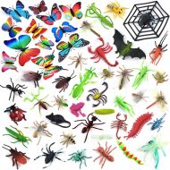 Coopay 51 Pieces Plastic Insect Figures Toys Assorted Insect Bugs Includes Multicolored Lifelike Butterfly for Children Education, Insect Themed Party, Halloween Toys and Birthday