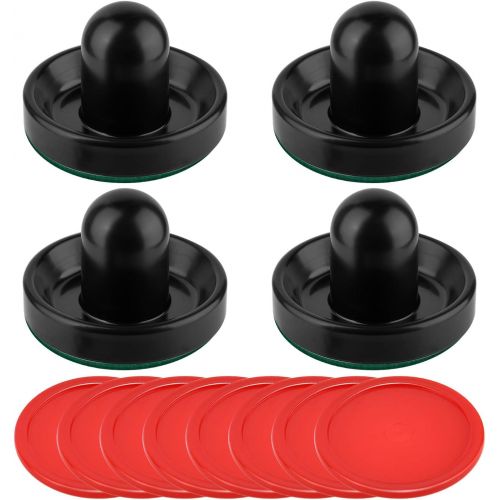  Coopay Air Hockey Pushers and Red Air Hockey Pucks, Goal Handles Paddles Replacement Accessories for Game Tables(4 Striker, 8 Puck Pack)