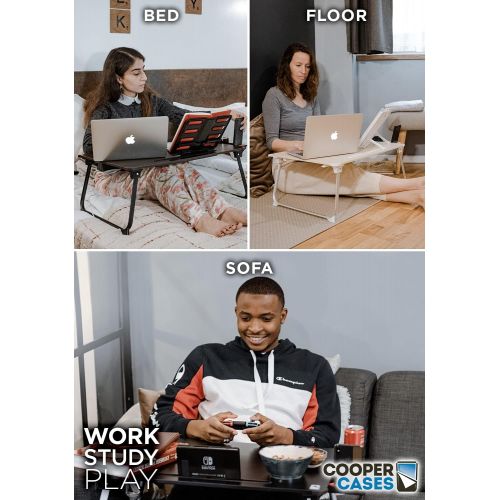  [아마존베스트]Cooper Cases Cooper Mega Table [XXL Folding Laptop Desk] for Bed & Sofa | Couch Table, Bed Desk, Laptop, Writing, Study, Eating Storage, Reading Stand (Black Onyx)