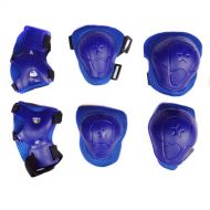 Cooplay 6Pcs Set Sports Cycling Roller Skating pads /Extreme Sports Protective Gear kid childrens Wrist Elbow Knee Protector(Complete Set - Hands, Knees, and Elbows) (blue)