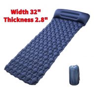 Coowas Camping Inflatable Sleeping Pad, Ultralight Air Sleeping Mat, Width 32, Thickness 2.8, Ndependent Pillow, 3-Layer Valve, Lycra, Suitable for Camping Hiking Backpacking etc,