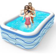 Inflatable Swimming Pool, COOYES 118 x 72 x 20 Full-sized Swimming Pool for 4 Kids &2 Adults, 312 Gallons Capacity Kiddie Pool, 0.4mm BPA Free PVC Wall, Outdoor Indoor Summer Water