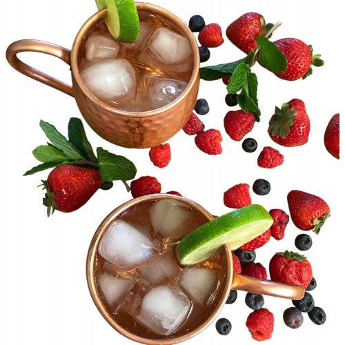  [아마존베스트]COPPure Moscow Mule Copper Mugs Set of 2 - Pure 100% Solid Hammered, Unlined Copper Cups For Icy Cold Cocktails - Recipes Included - Makes A Perfect Gift