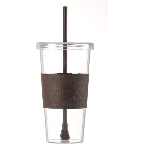  [아마존베스트]Copco Sierra Single Wall Tritan Cold Tumbler with Straw and Spill Resistant Lid, Pack of 1, Brown