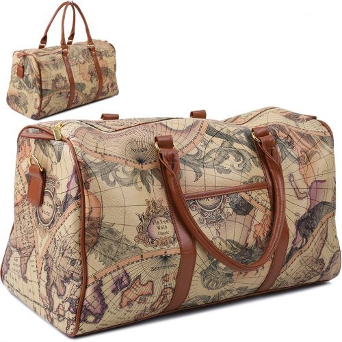  Copi World Map Large Duffle Bag Travel Tote Luggage Boston Style