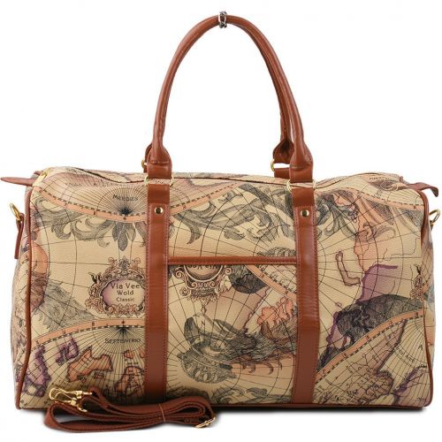  Copi World Map Large Duffle Bag Travel Tote Luggage Boston Style