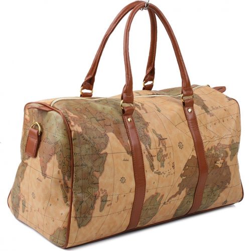  Copi World Map Large Duffle Bag Travel Tote Luggage Boston Style