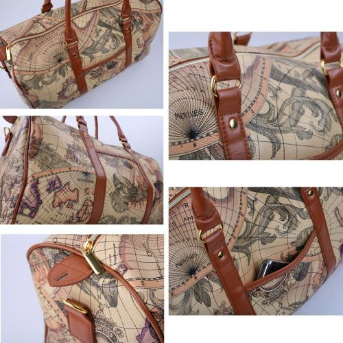  Copi World Map Large Duffle Bag Travel Tote Luggage Boston Style