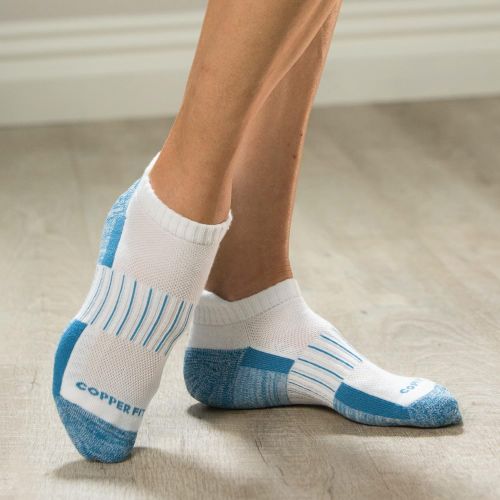  Copper Fit Unisex Copper Infused No Show Socks ,White, Small/Medium,3 Pack