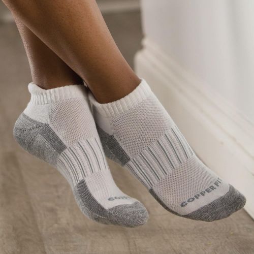  Copper Fit Unisex Copper Infused No Show Socks ,White, Small/Medium,3 Pack